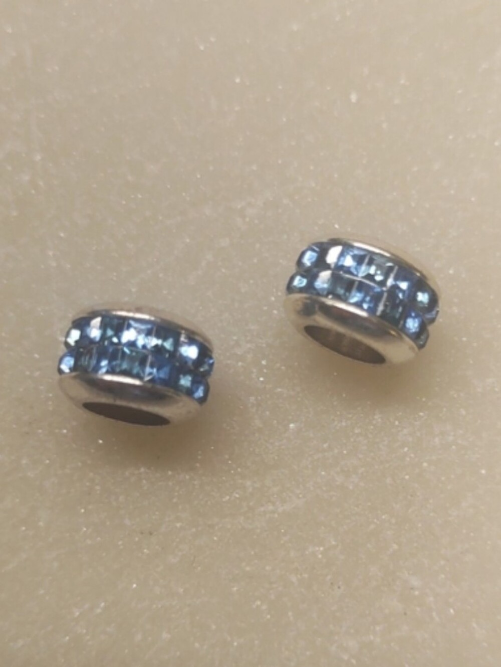 NEW! Brighton Set Of Two Spectrum Beads Blue Double Row Of Swarovski Crystals